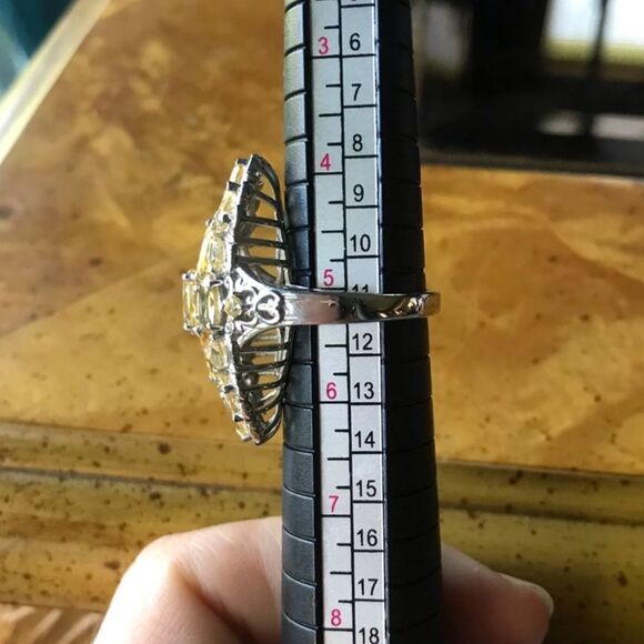 Natural Citrine Sterling Silver Cocktail Ring Size 5 - Picture 6 of 9
